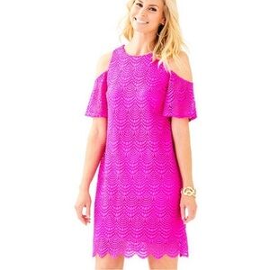 Lilly Pulitzer Somerset Eyelet Pink Cold Shoulder Dress